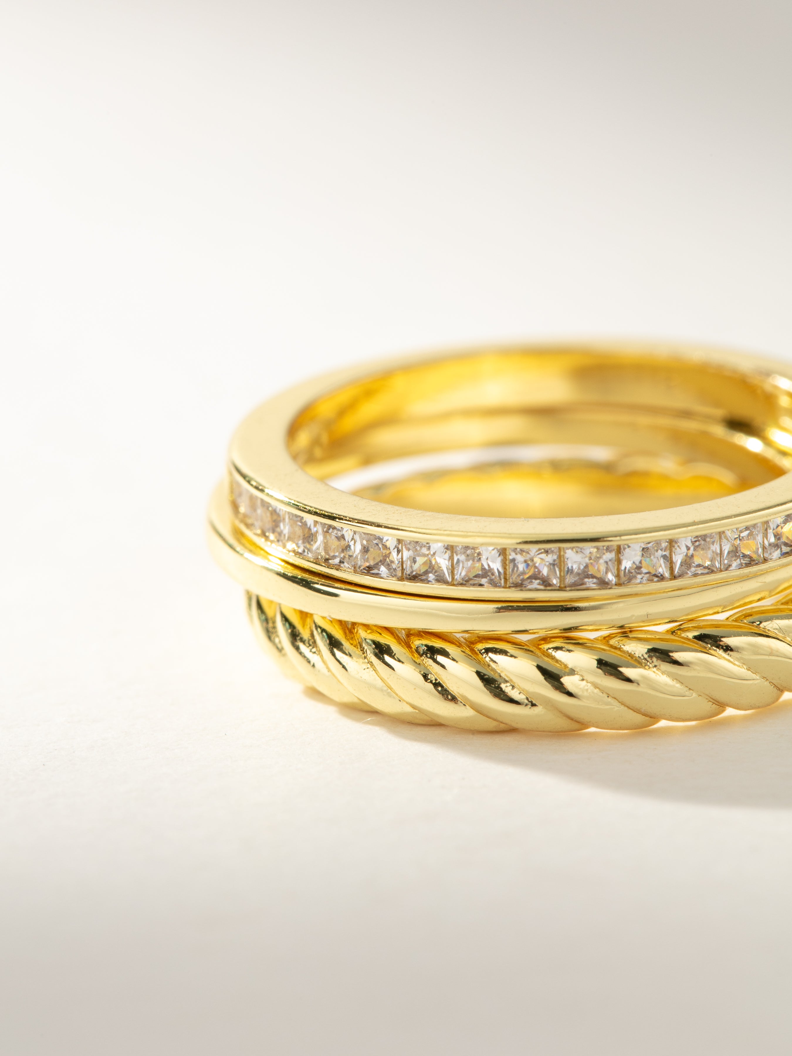 Rich Ring Stack in Gold | Ring Set of 3 | Uncommon James