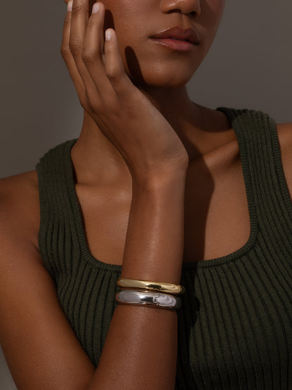 ["Mixed Metal Bangle Bracelet (Set of 2) ", " Mixed ", " Model Image ", " Uncommon James"]