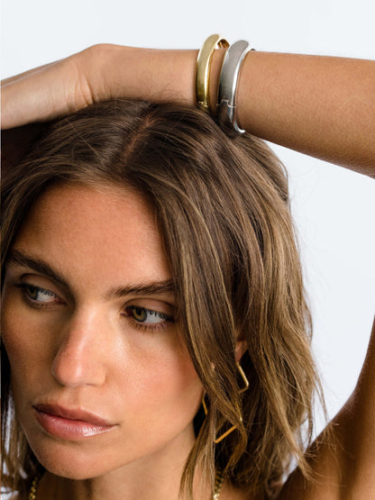 ["Mixed Metal Bangle Bracelet (Set of 2) ", " Mixed Metal ", " Model Image ", " Uncommon James"]