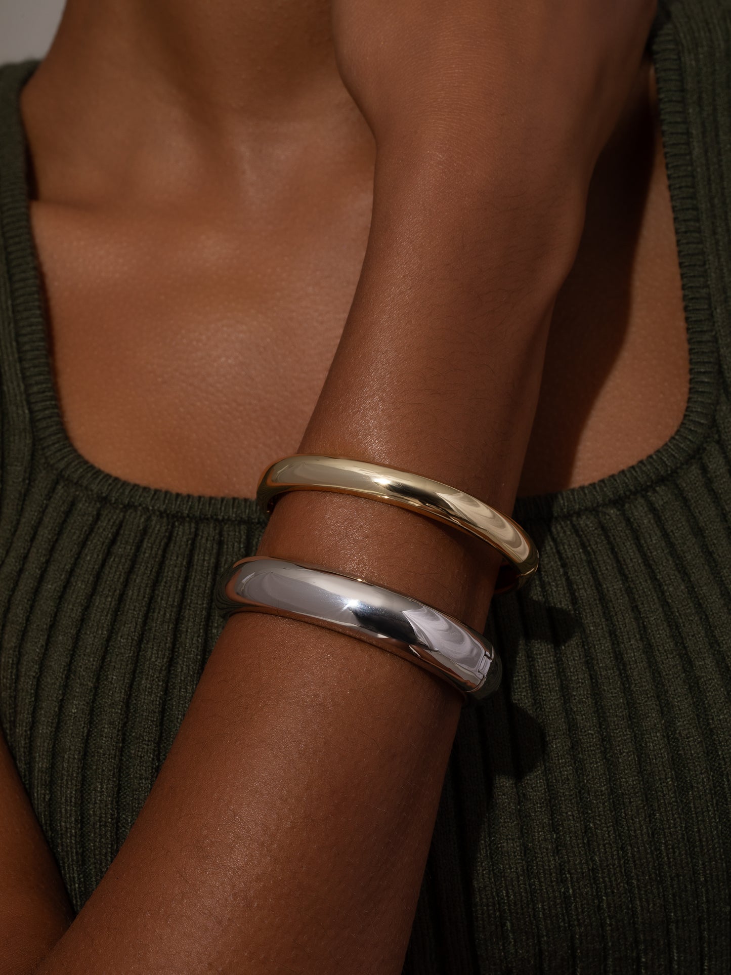 Mixed Metal Bangle Bracelet (Set of 2) | Mixed | Model Image | Uncommon James