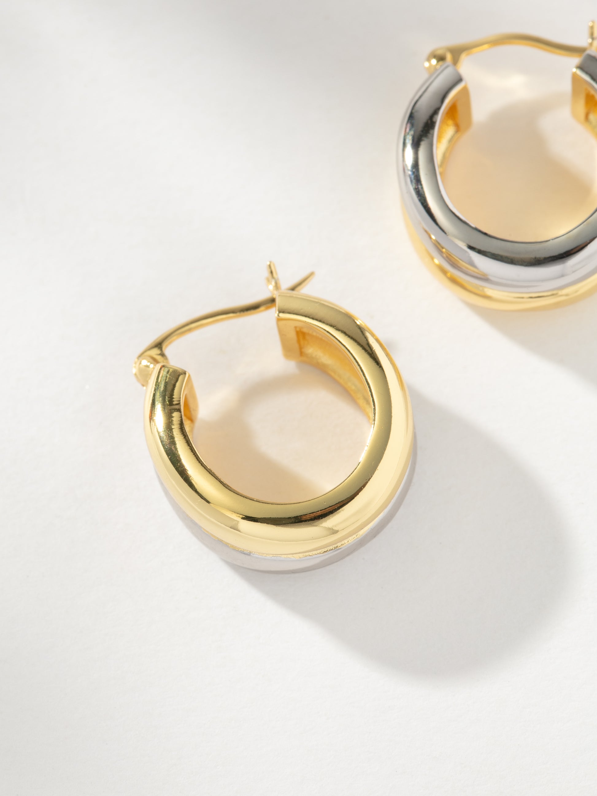 Mixed Metal Dome Hoop Earrings | Mixed | Product Image | Uncommon James