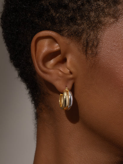 Mixed Metal Dome Hoop Earrings | Mixed | Product Image | Uncommon James