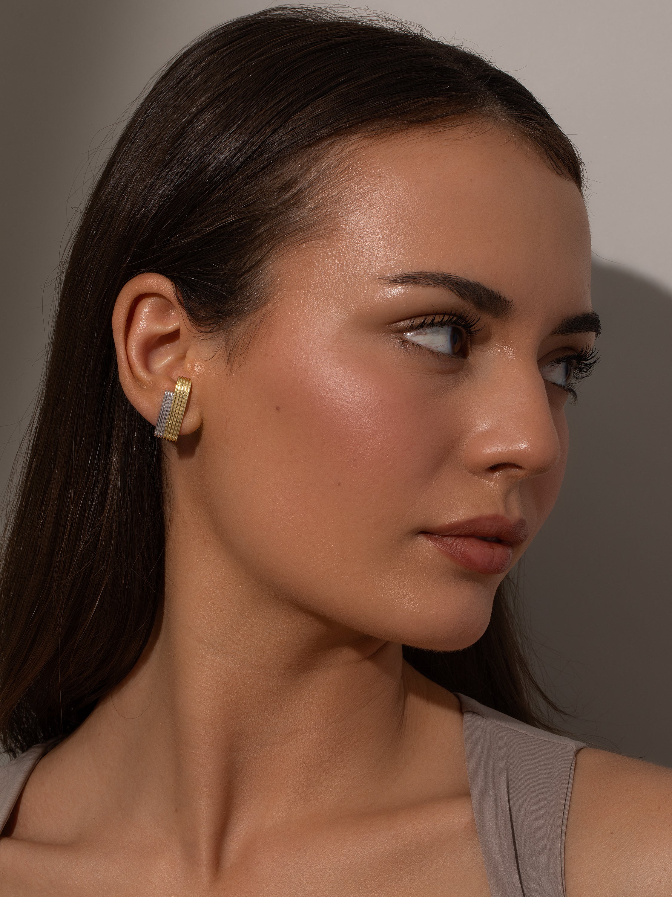 Mixed Metal Ribbed Ear Climber | Earrings | Uncommon James