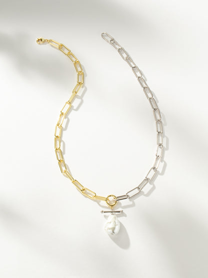 Mixed Metal Pearl and Chain Necklace | Mixed | Product Image | Uncommon James