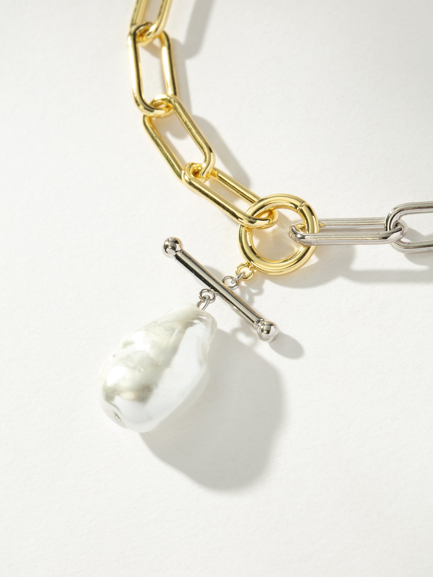 Mixed Metal Pearl and Chain Necklace | Mixed | Product Image | Uncommon James