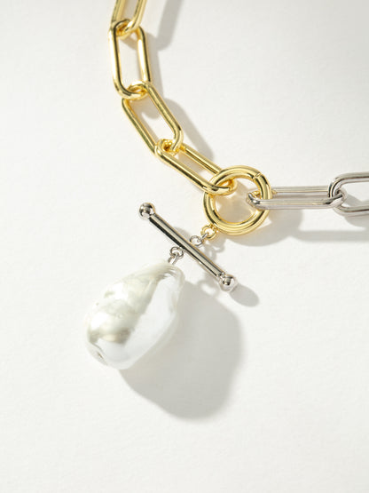 ["Mixed Metal Pearl and Chain Necklace ", " Mixed ", " Product Image ", " Uncommon James"]