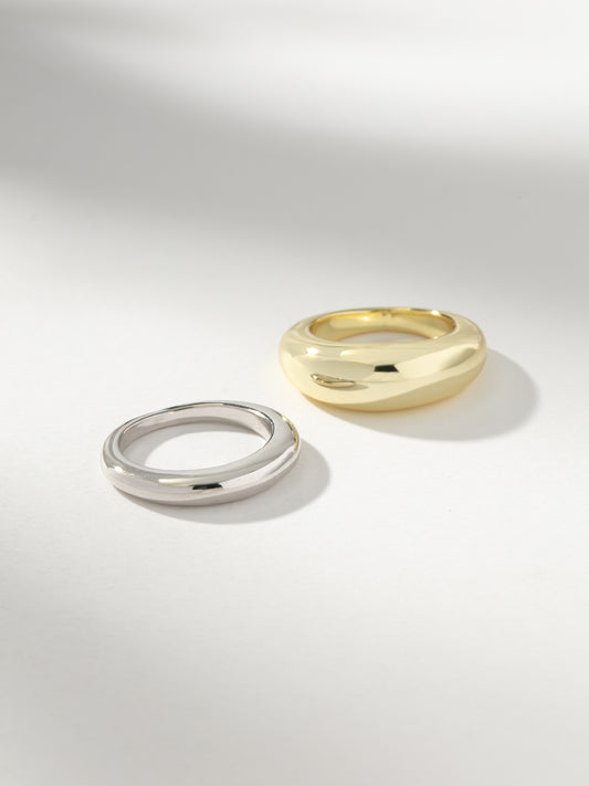Mixed Metal Dome Ring Stack (Set of 2) | Mixed Metal | Product Image | Uncommon James