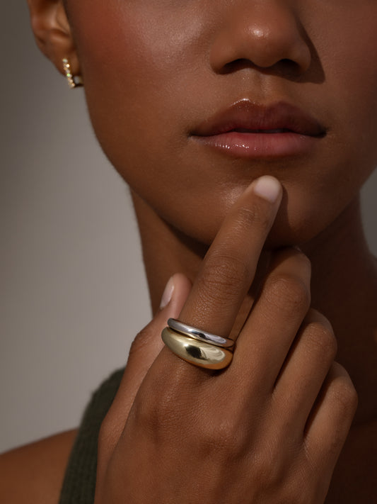 Mixed Metal Dome Ring Stack (Set of 2) | Mixed | Product Image | Uncommon James