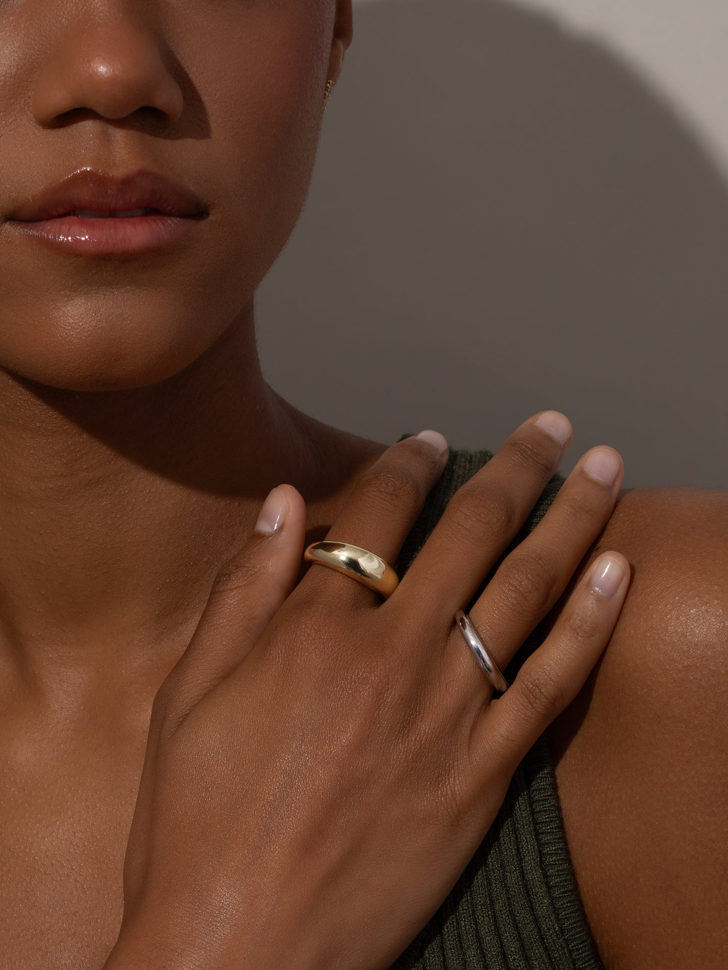 Mixed Metal Dome Ring Stack (Set of 2) | Mixed | Model Image | Uncommon James