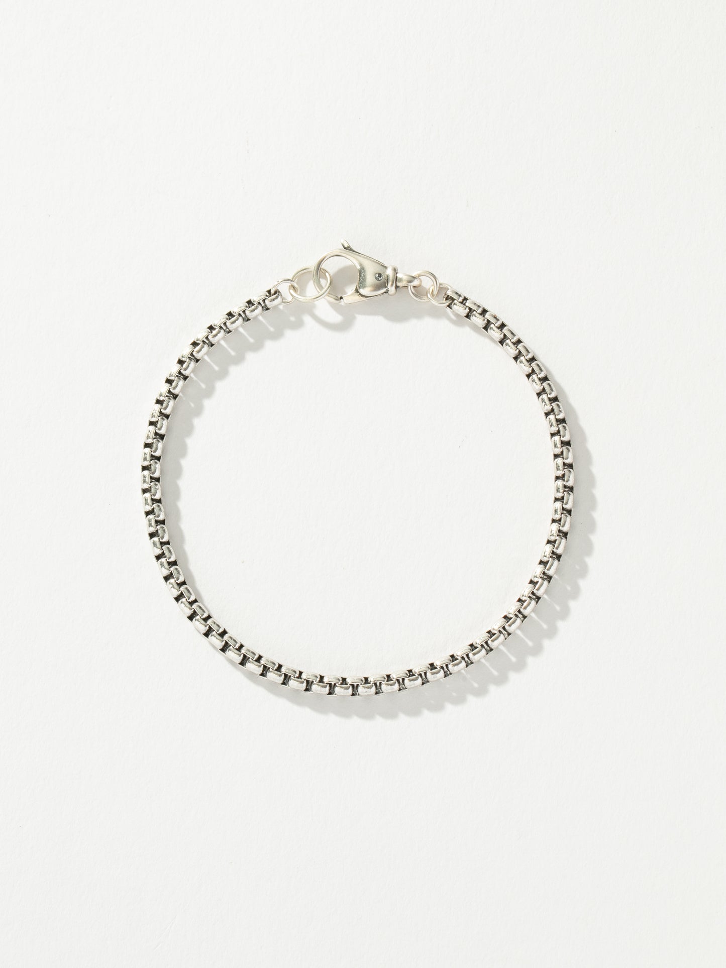 Men’s Round Box Chain Bracelet 3.5mm | Silver | Product Detail Image | Uncommon James