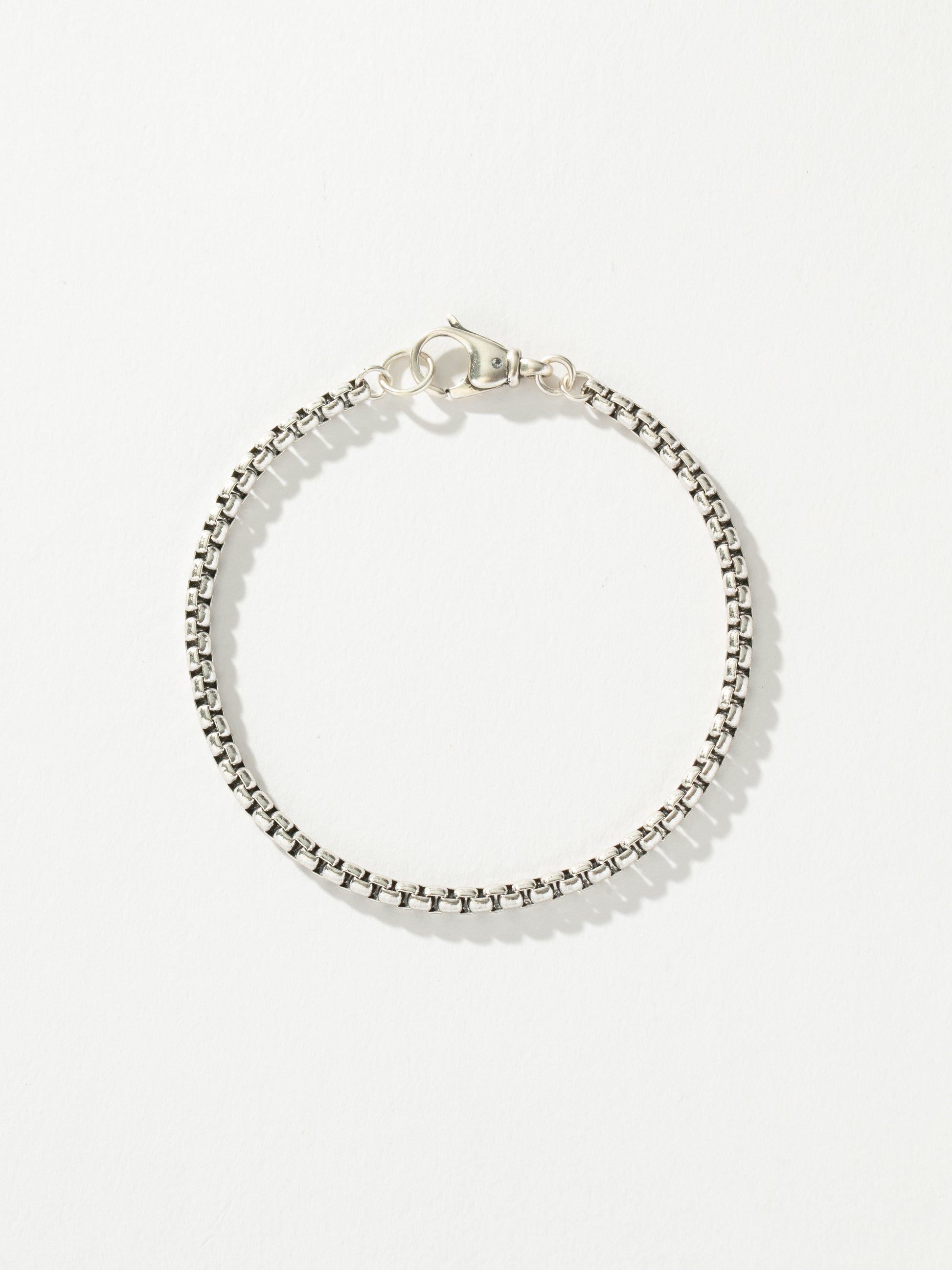 Men’s Round Box Chain Bracelet 3.5mm | Silver | Product Detail Image | Uncommon James