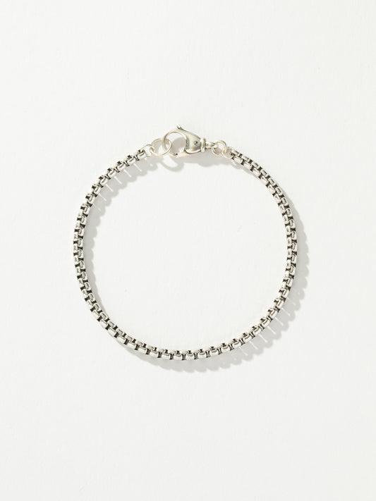Men’s Round Box Chain Bracelet 3.5mm | Silver | Product Detail Image | Uncommon James