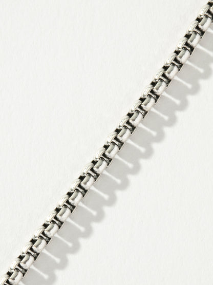 ["Men’s Round Box Chain Bracelet 3.5mm ", " Silver ", " Product Detail Image 2 ", " Uncommon James"]