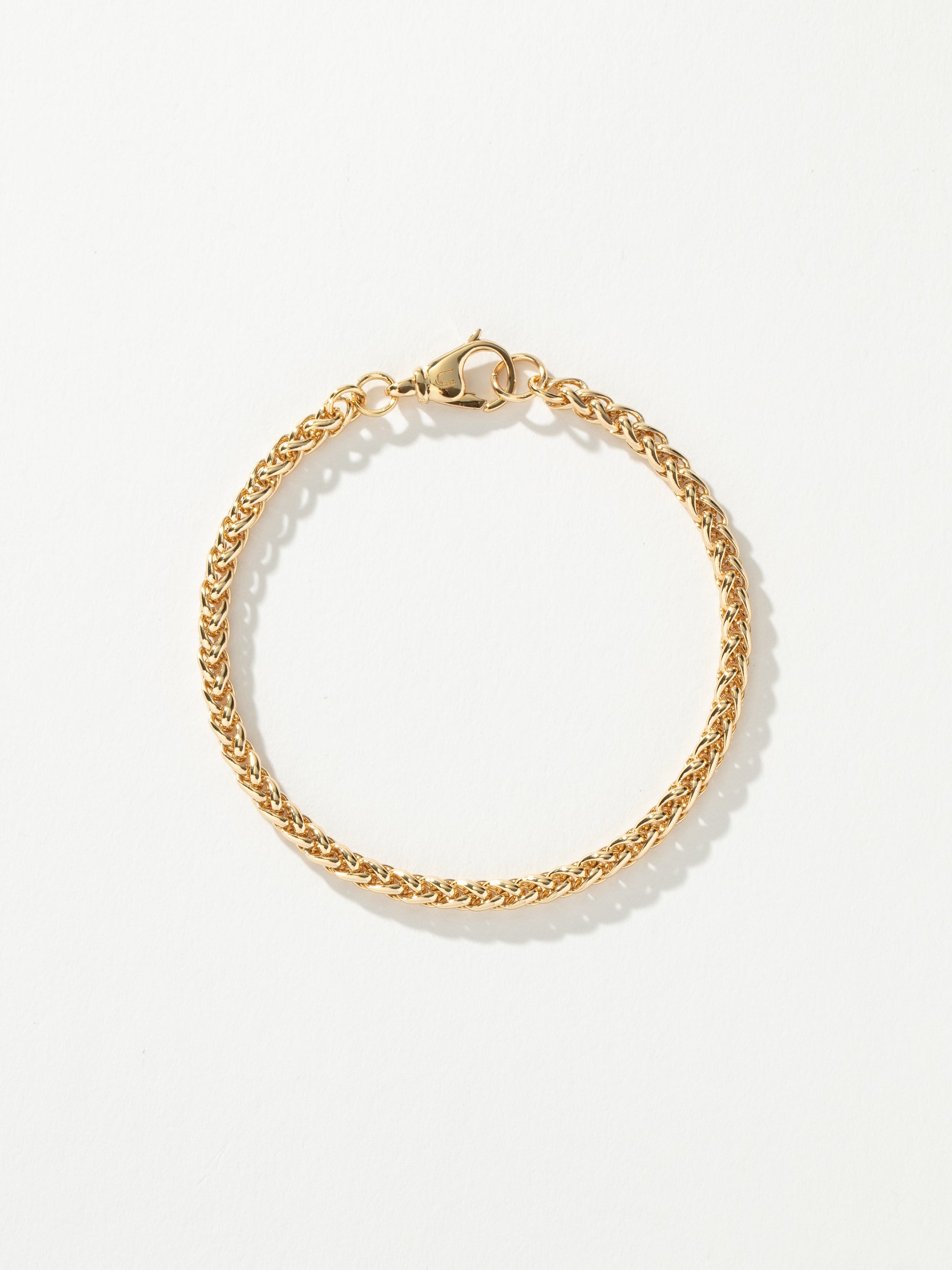 Men’s Wheat Chain Bracelet 4mm | Gold | Product Detail Image | Uncommon James