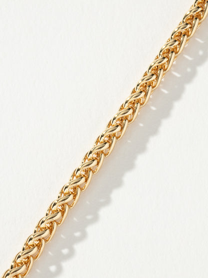 ["Men’s Wheat Chain Bracelet 4mm ", " Gold ", " Product Detail Image 2 ", " Uncommon James"]