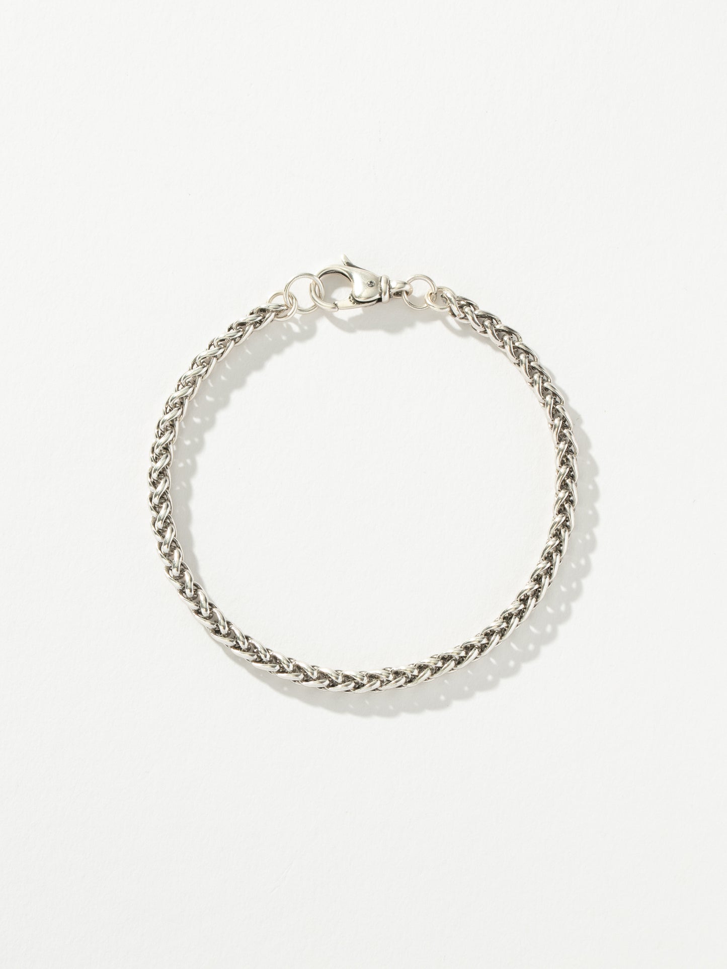 Men’s Wheat Chain Bracelet 4mm | Silver | Product Detail Image | Uncommon James