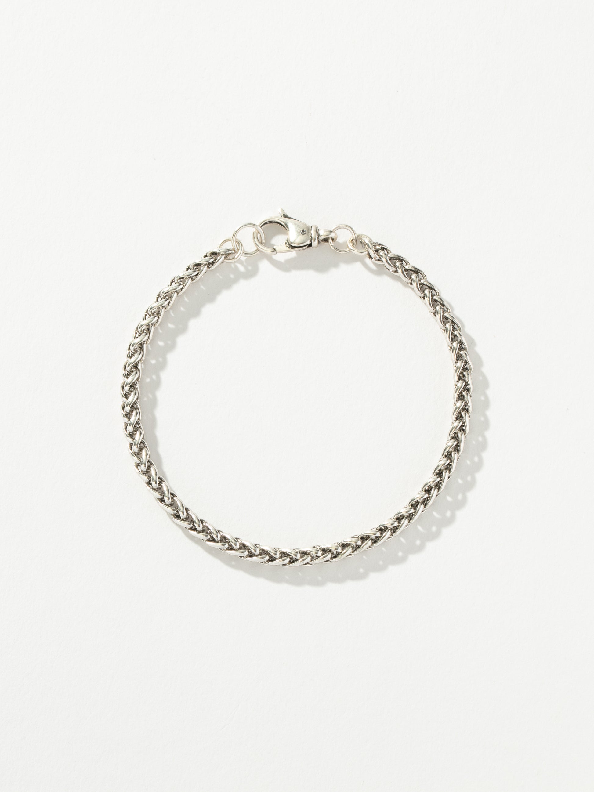 Men’s Wheat Chain Bracelet 4mm | Silver | Product Detail Image | Uncommon James