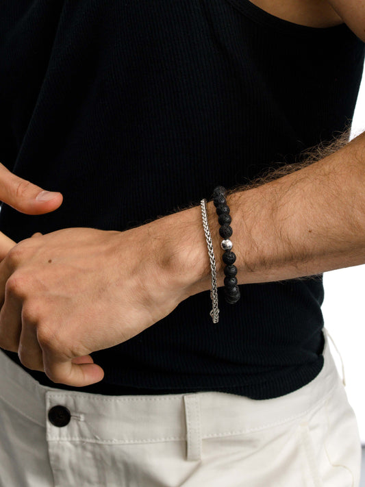 Men’s Wheat Chain Bracelet 4mm | Silver | Model Image | Uncommon James