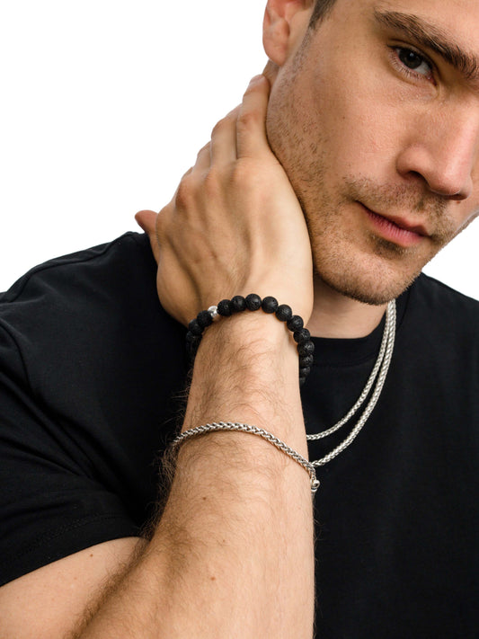 Men’s Wheat Chain Bracelet 4mm | Silver | Model Image 2 | Uncommon James