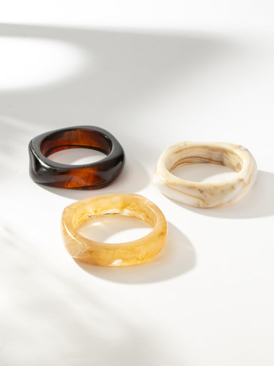 Beachy Resin Bangle Bracelets (Set of 3)