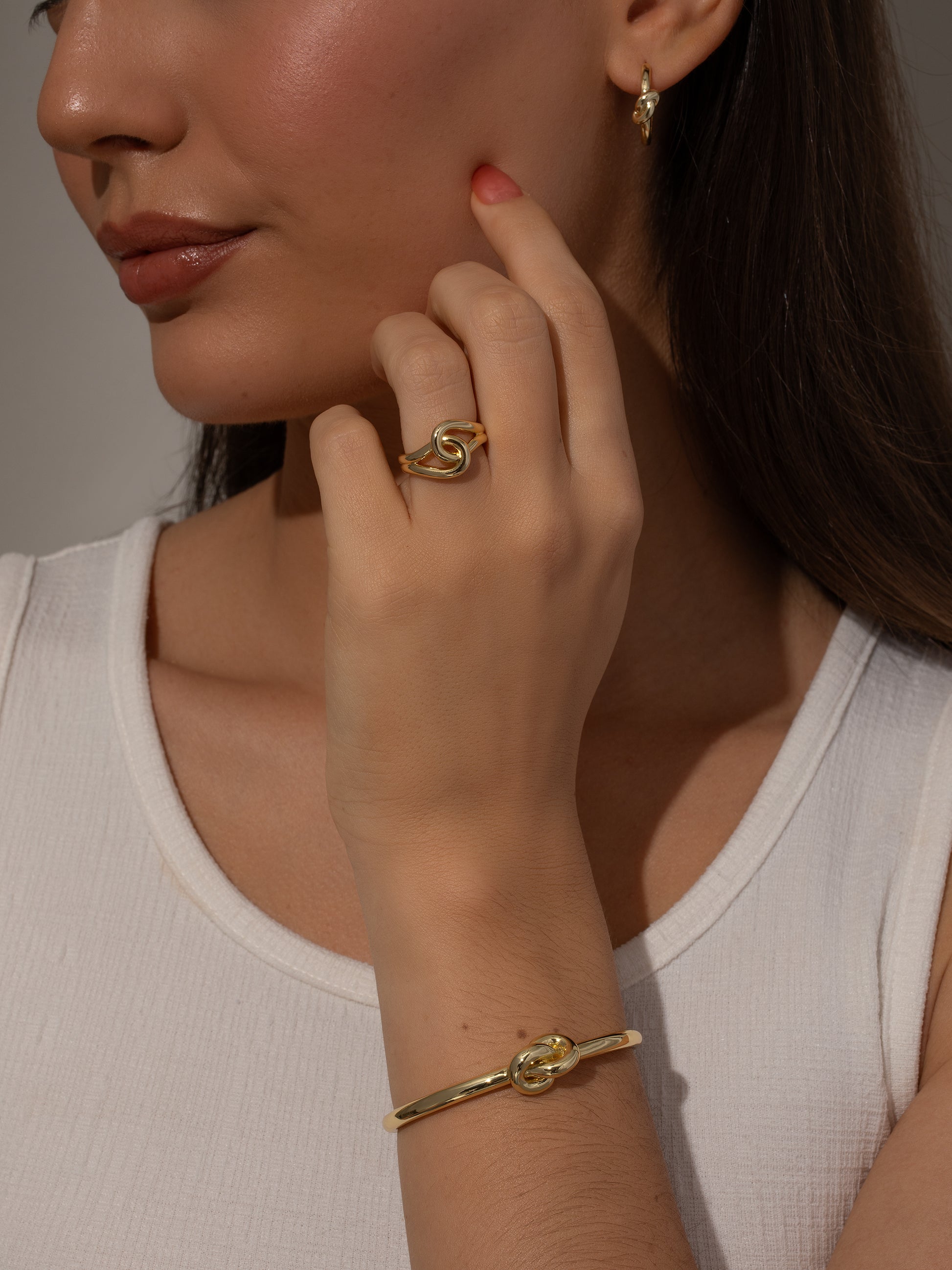 Forever Knot Cuff Bracelet | Gold | Model Image | Uncommon James
