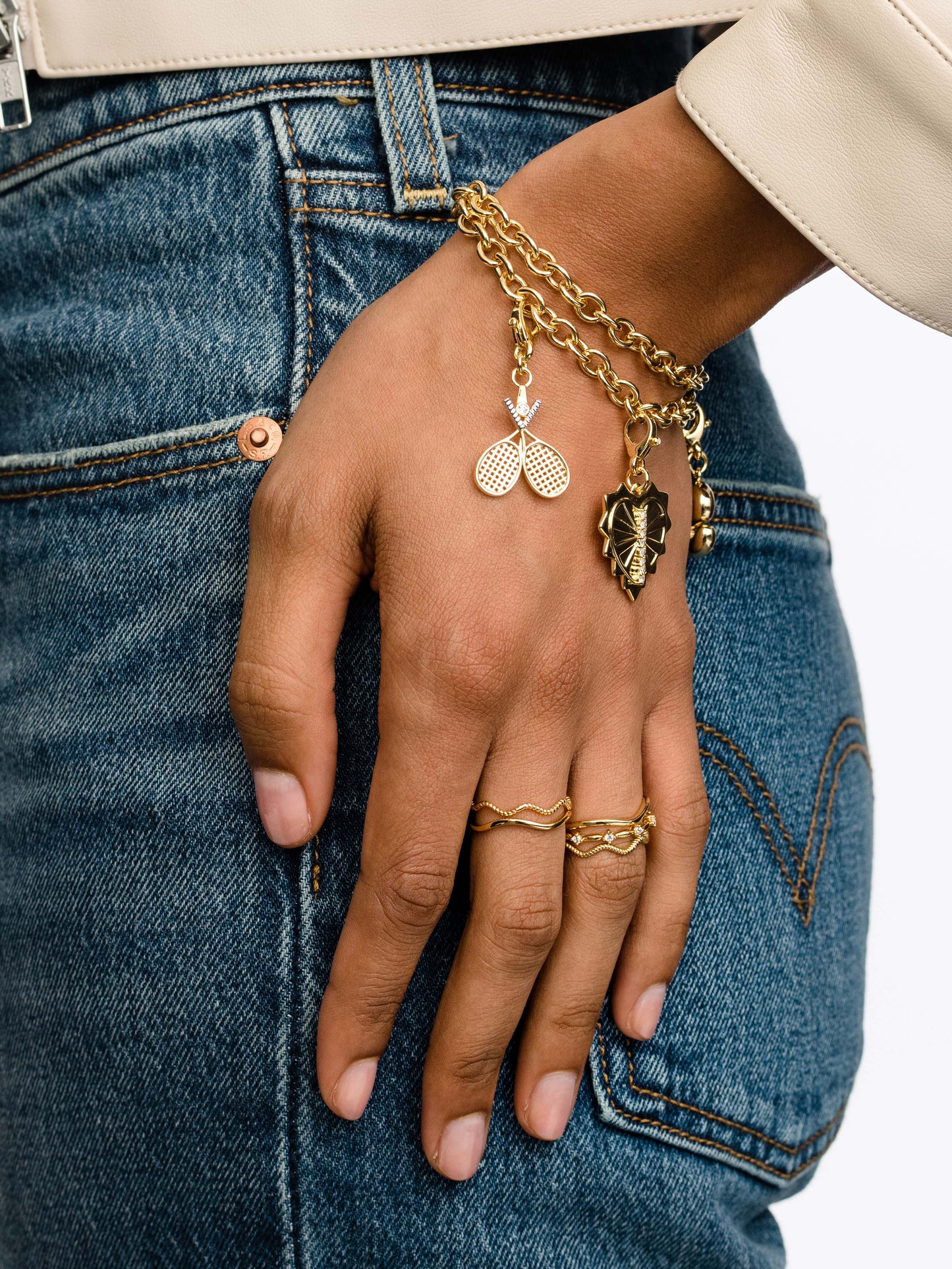 Tennis Doubles Charm | Gold | Product Image | Uncommon James