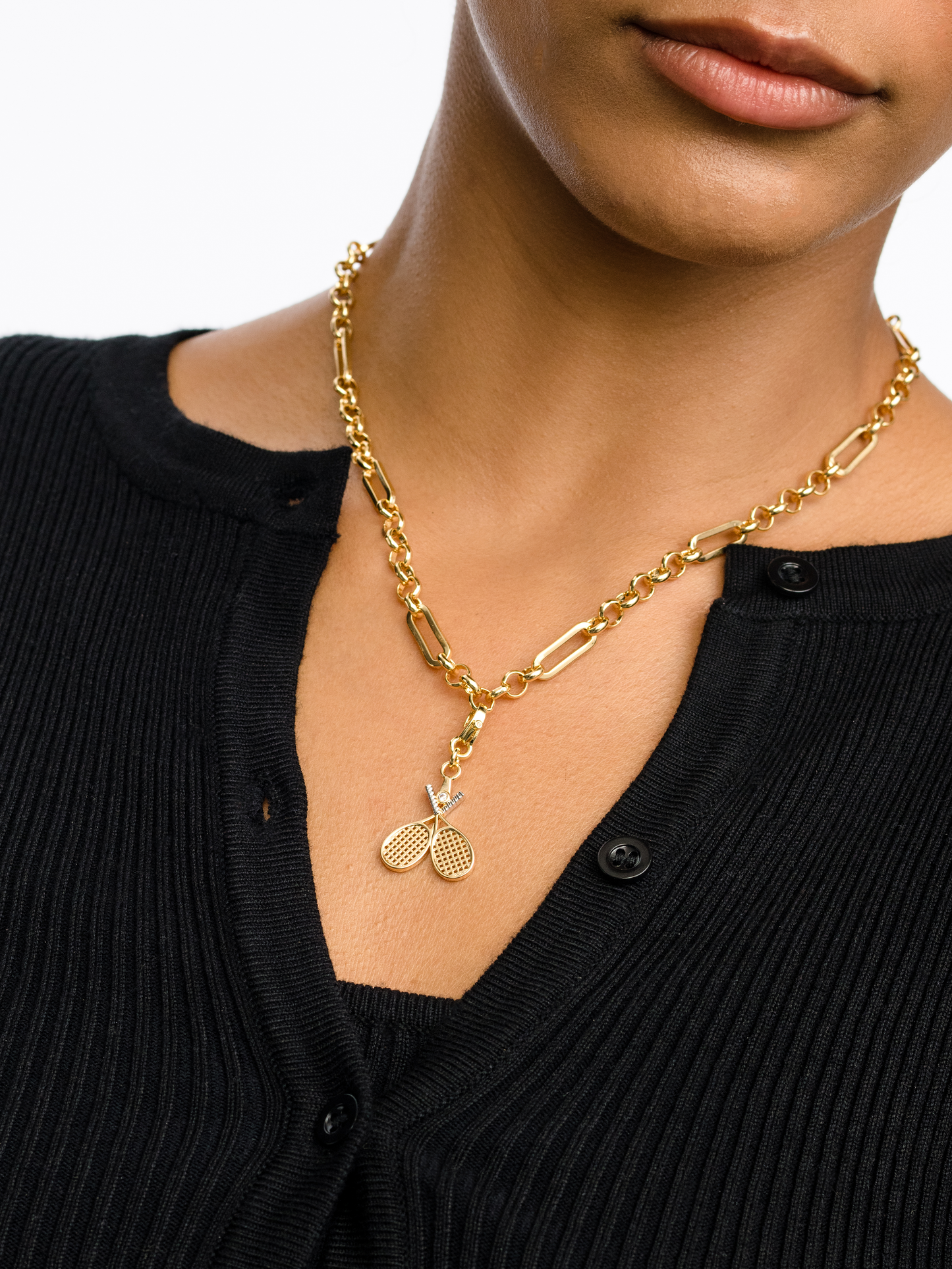 Tennis Doubles Charm | Gold | Product Image | Uncommon James