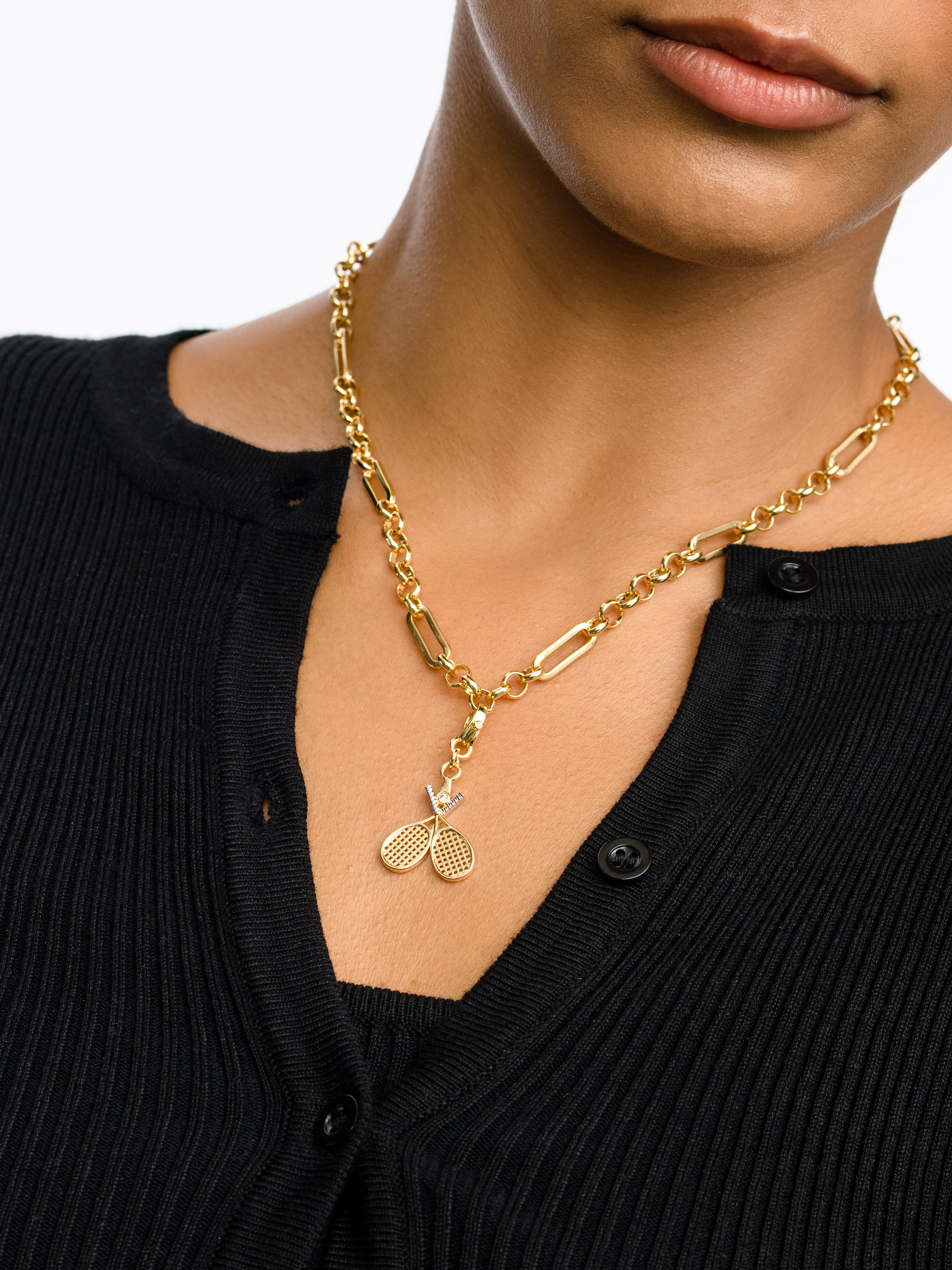 Tennis Doubles Charm | Gold | Product Image | Uncommon James