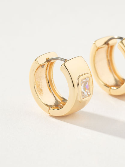 ["Chunky Birthstone Huggie Earrings ", " Gold April ", " Product Detail Image ", " Uncommon James"]
