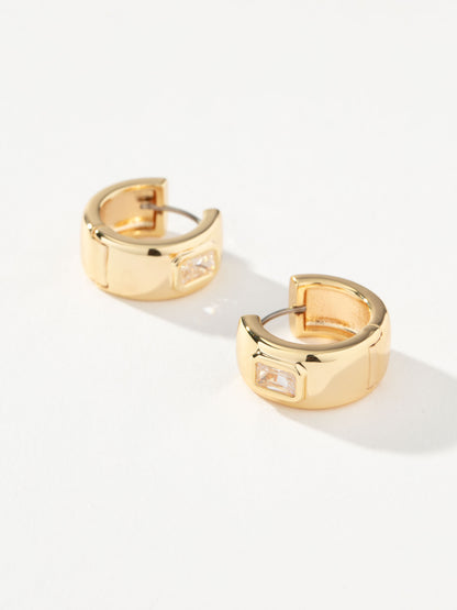 ["Chunky Birthstone Huggie Earrings ", " Gold April ", " Product Detail Image 2 ", " Uncommon James"]