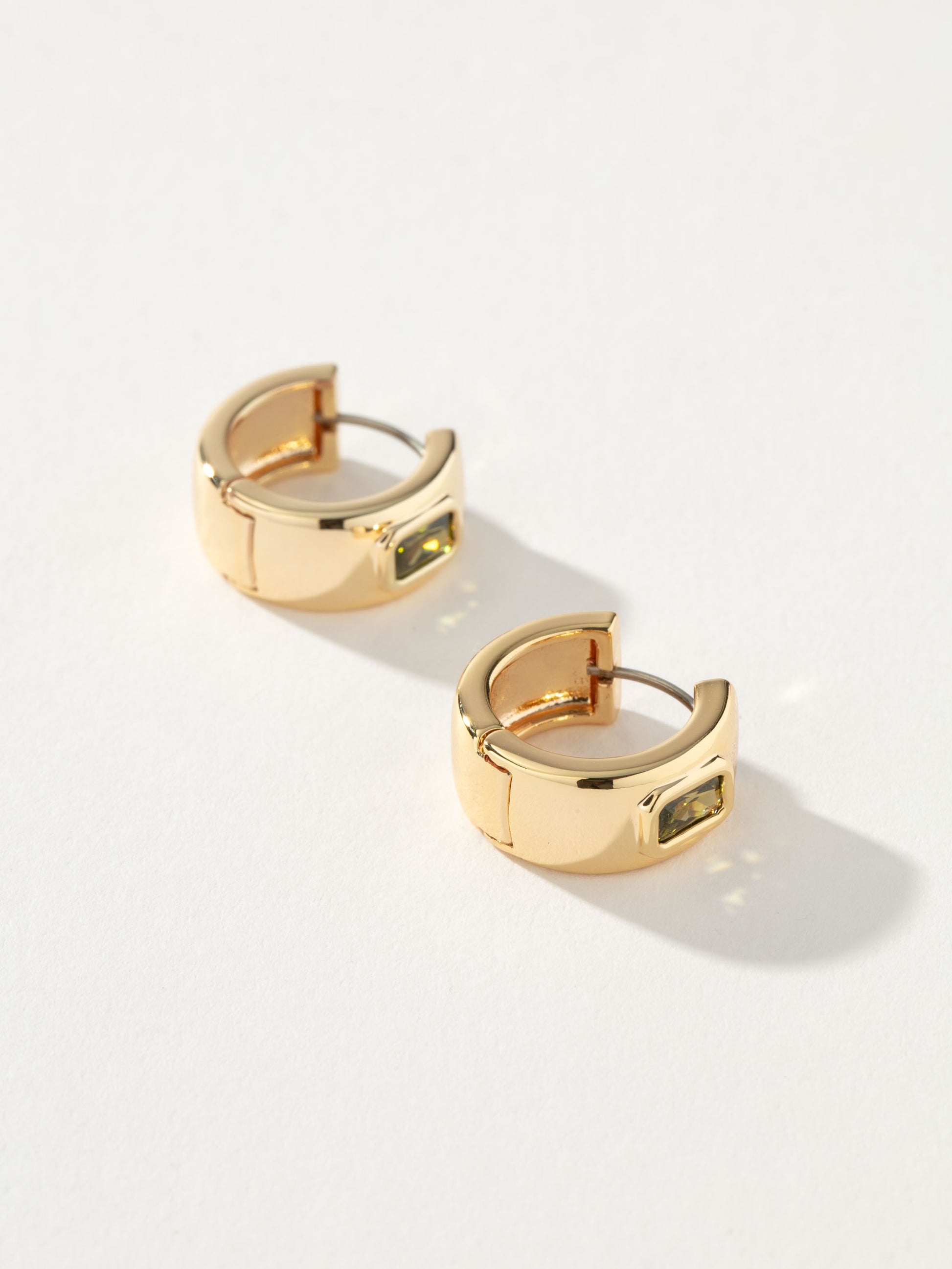 Chunky Birthstone Huggie Earrings | Gold August | Product Detail Image 2 | Uncommon James
