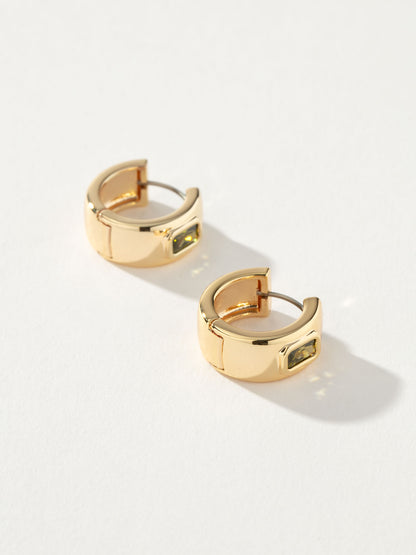 ["Chunky Birthstone Huggie Earrings ", " Gold August ", " Product Detail Image 2 ", " Uncommon James"]