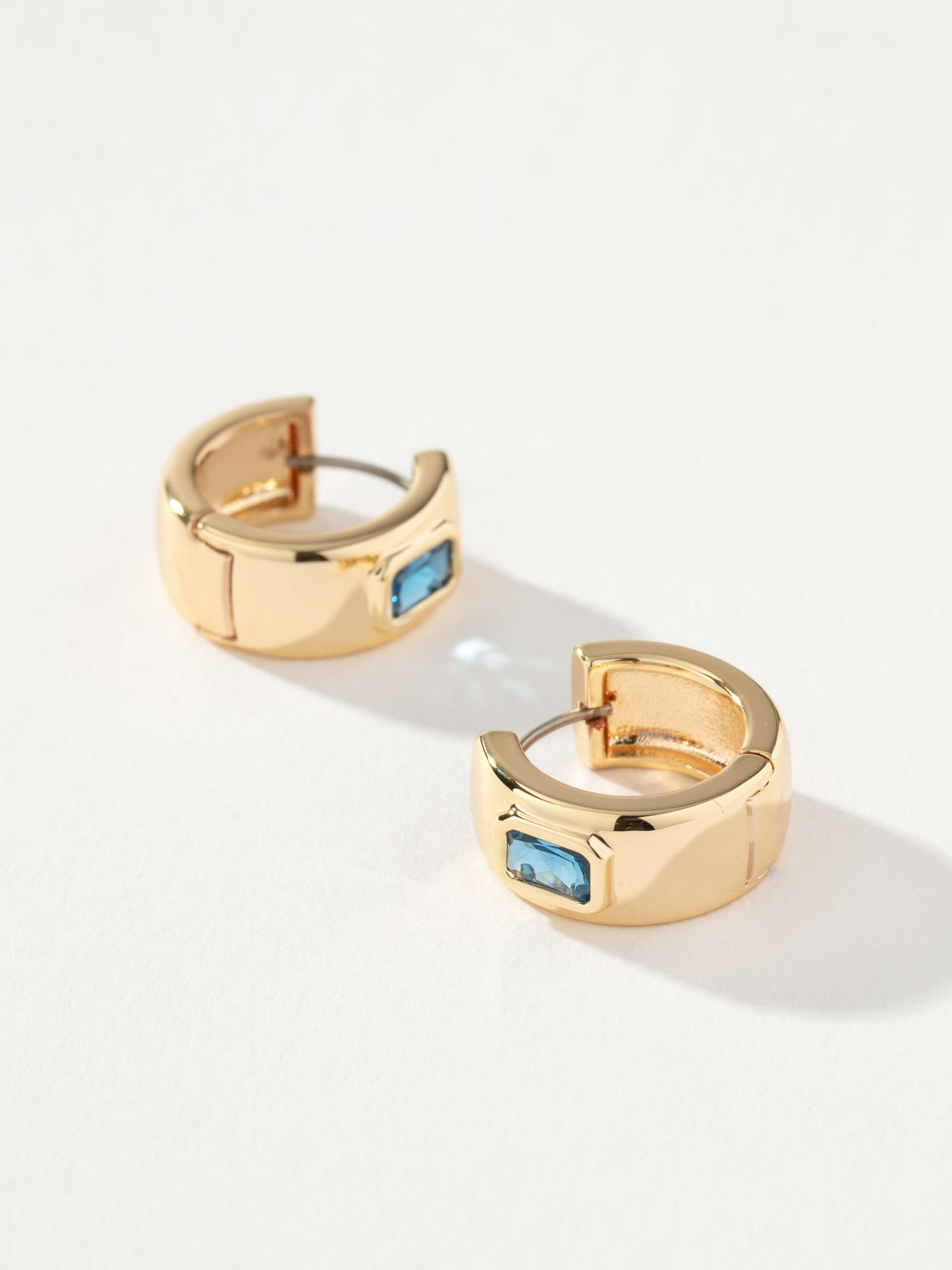 Chunky Birthstone Huggie Earrings | Gold December | Product Detail Image 2 | Uncommon James