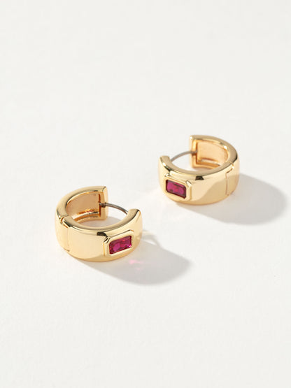 ["Chunky Birthstone Huggie Earrings ", " Gold January ", " Product Detail Image 2 ", " Uncommon James"]