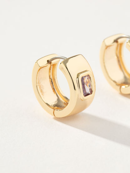 ["Chunky Birthstone Huggie Earrings ", " Gold June ", " Product Detail Image ", " Uncommon James"]
