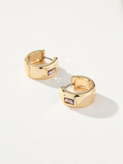 ["Chunky Birthstone Huggie Earrings ", " Gold June ", " Product Detail Image 2 ", " Uncommon James"]