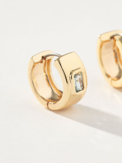 ["Chunky Birthstone Huggie Earrings ", " Gold March ", " Product Detail Image ", " Uncommon James"]