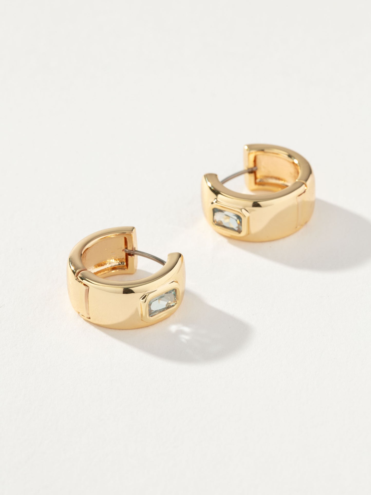 Chunky Birthstone Huggie Earrings | Gold March | Product Detail Image 2 | Uncommon James