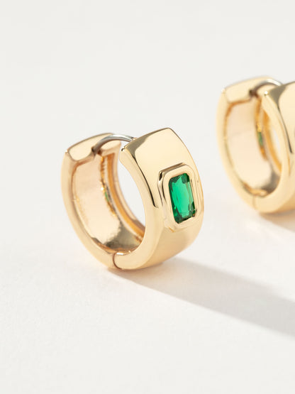 ["Chunky Birthstone Huggie Earrings ", " Gold May ", " Product Detail Image ", " Uncommon James"]