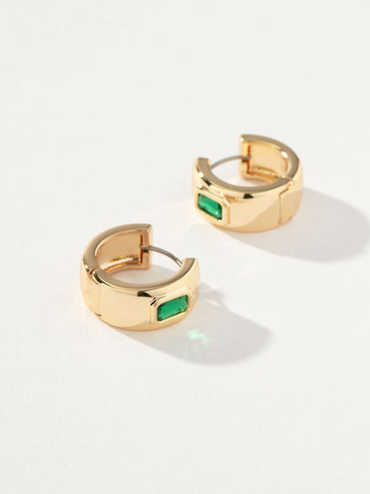 ["Chunky Birthstone Huggie Earrings ", " Gold May ", " Product Detail Image 2 ", " Uncommon James"]