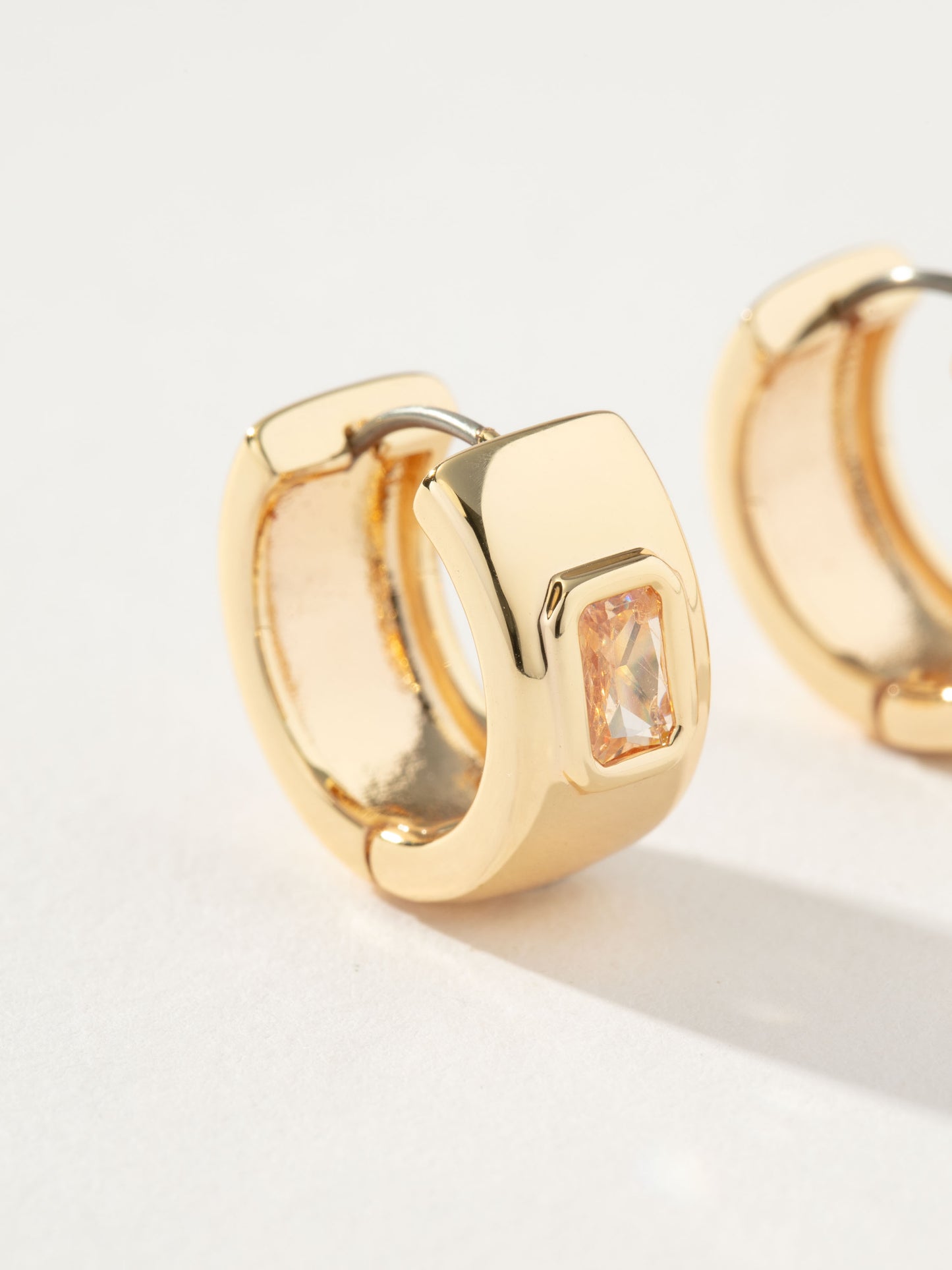 Chunky Birthstone Huggie Earrings | Gold November | Product Detail Image | Uncommon James