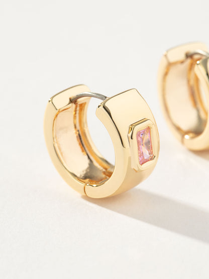 ["Chunky Birthstone Huggie Earrings ", " Gold October ", " Product Detail Image ", " Uncommon James"]