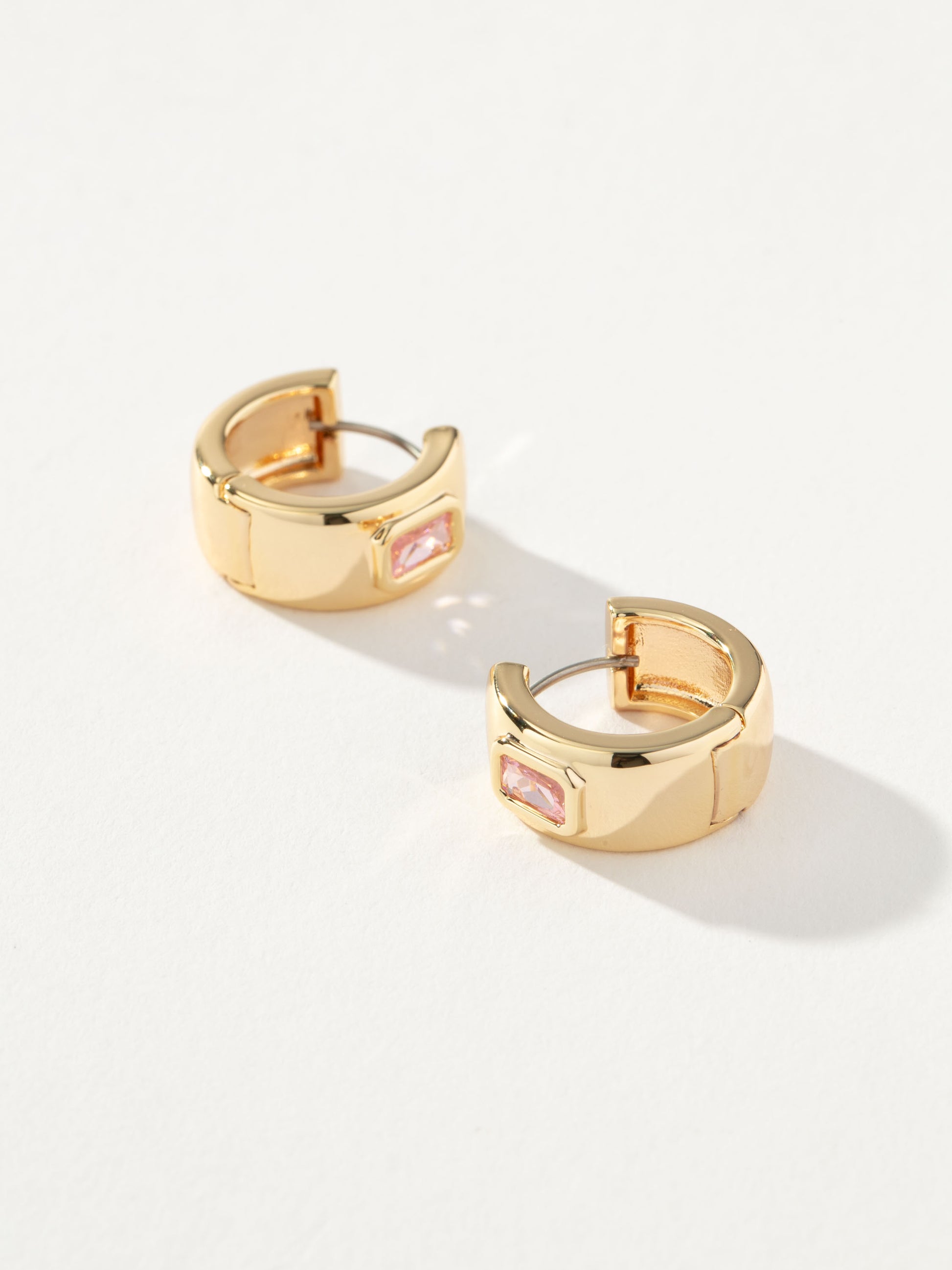 Chunky Birthstone Huggie Earrings | Gold October | Product Detail Image 2 | Uncommon James