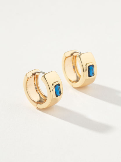 ["Chunky Birthstone Huggie Earrings ", " Gold September ", " Product Detail Image ", " Uncommon James"]