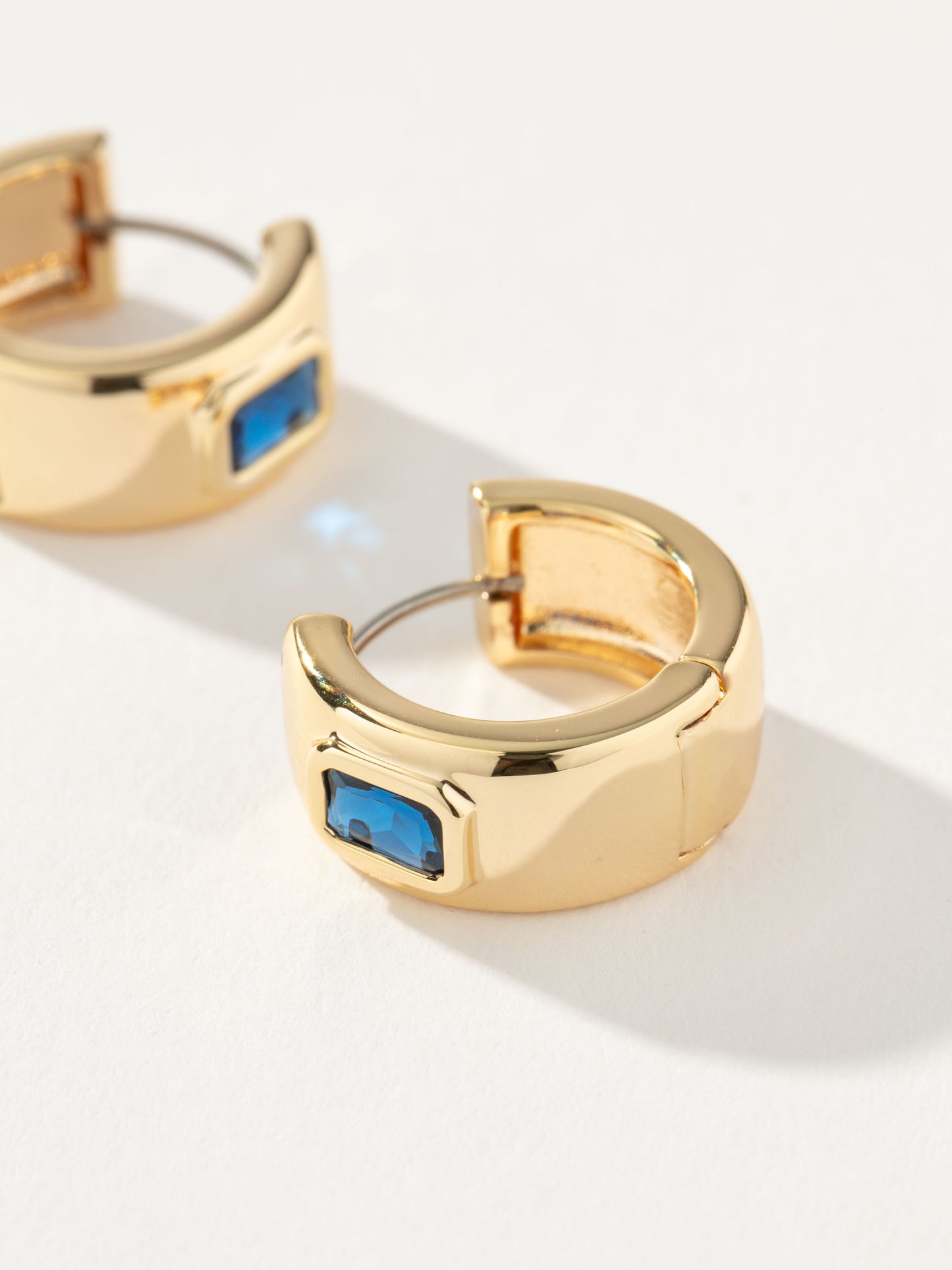 Chunky Birthstone Huggie Earrings | Gold September | Product Detail Image 2 | Uncommon James