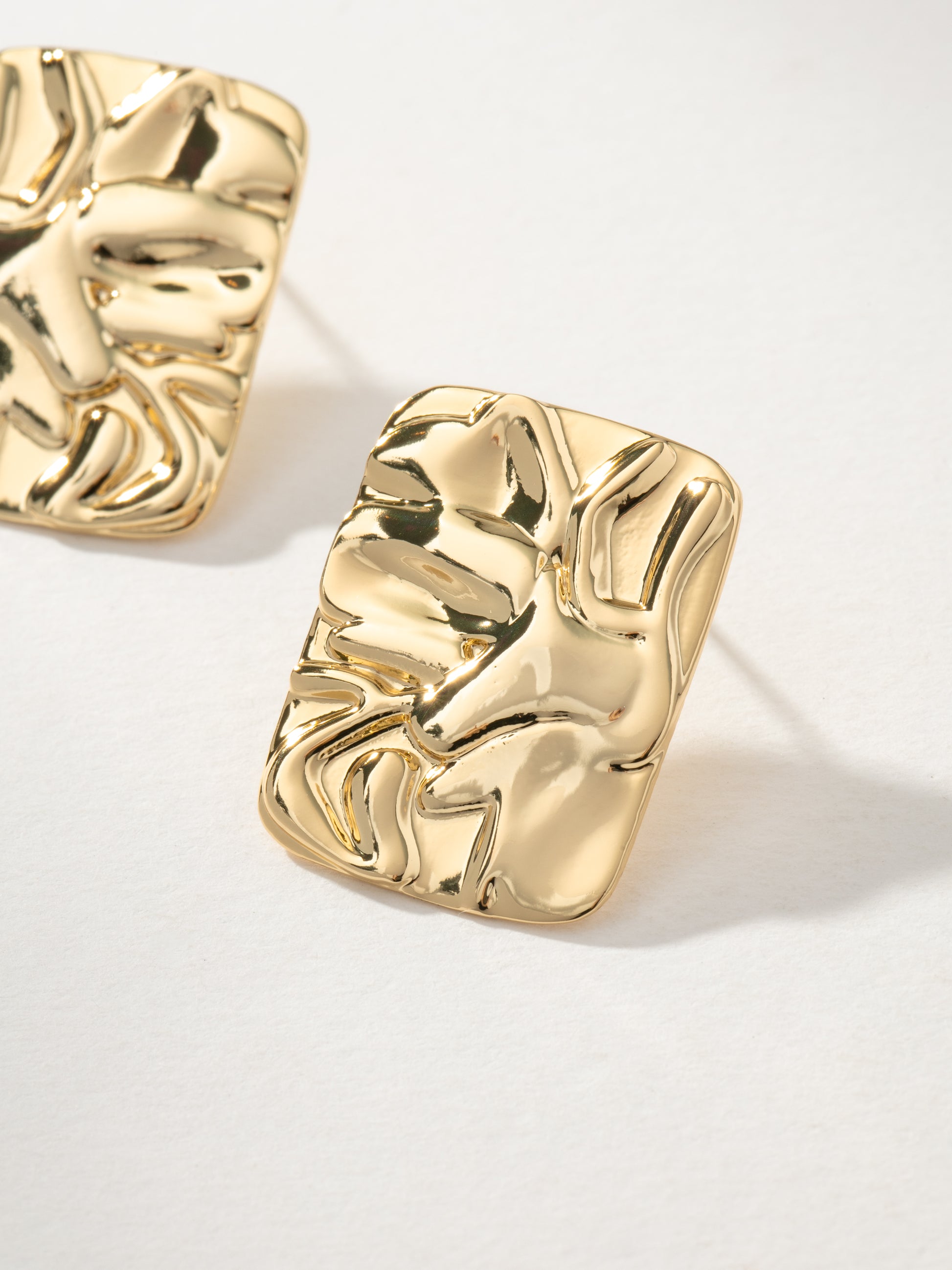 Crushed Statement Stud Earrings | Gold | Product Image | Uncommon James