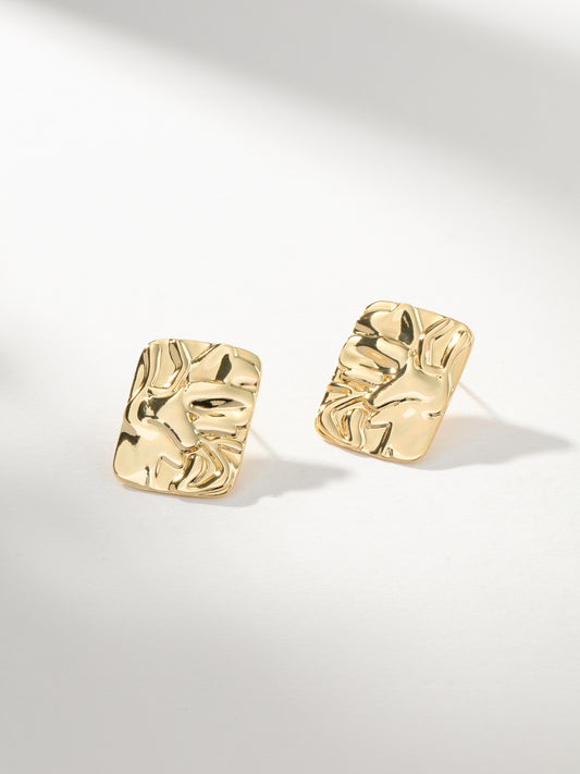 Crushed Statement Stud Earrings | Gold | Campaign Image | Uncommon James