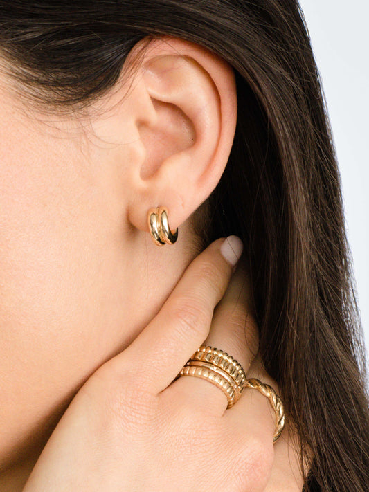 Inez Double Huggie Earrings