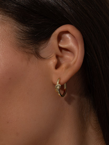 ["Forever Knot Hoop Earrings ", " Gold ", " Model Image ", " Uncommon James"]