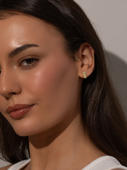 ["Passion Square Huggie Earrings ", " Gold ", " Model Image 2 ", " Uncommon James"]